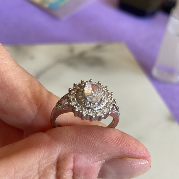 CZ Diamond and Silver ring Size 8 - Picture 5 of 5